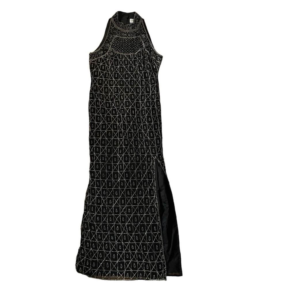 Adrianna Papell Silk Beaded Evening Dress Ling Gown Size 14 NEW!